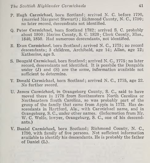 Scottish Highlanders of the Carolinas - index to immigrants page 2, Linked To: <a href='i17316.html' >Margaret Carmichael (mar.name)</a> and <a href='i16626.html' >Evan Carmichael (R)</a>
